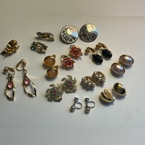 Clip clip-on Earrings vintage lot 12pairs jewelry lot O